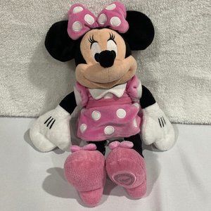 🌺 Genuine Original Disney Store Minnie Mouse 14 in Plush Pink White Polka Dots